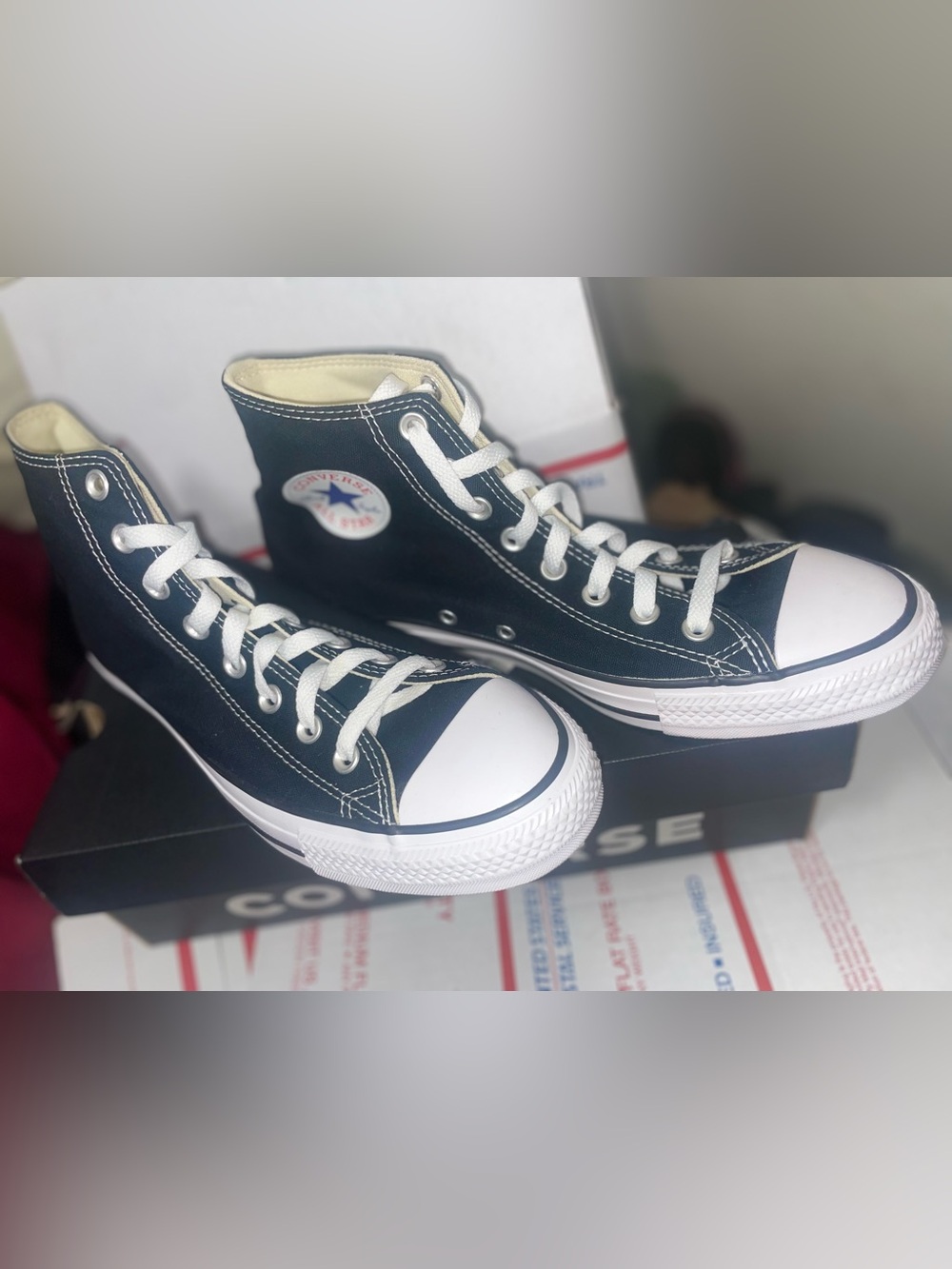 Converse White Star Chevron on Black
